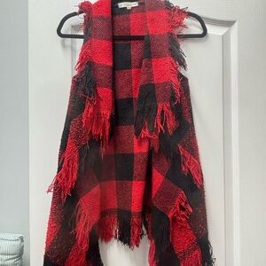 FSL Apparel Red and Black Plaid Vest